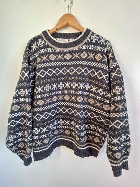 Club International Fair Isle Wool Blend Sweater Nordic Knit